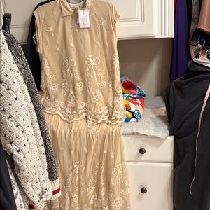 April Cornell Cream Floral Maxi Dress